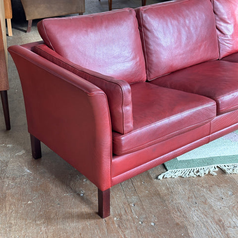 Ox Blood Leather 3-Seater Sofa by Stouby