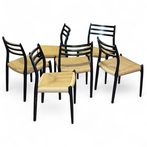 JL Møller Model 78 Dining Chair Set in Lacquered Oak