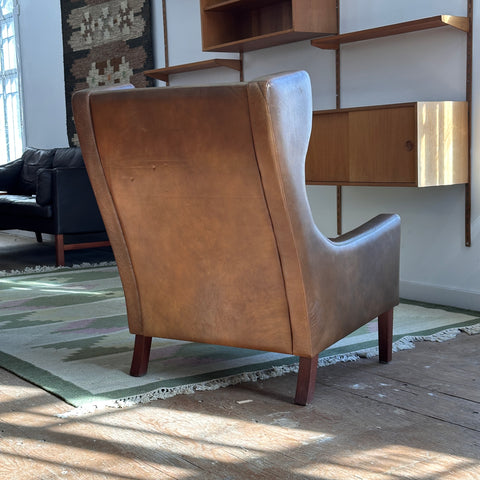 Leather Danish High-Back Lounge Chair