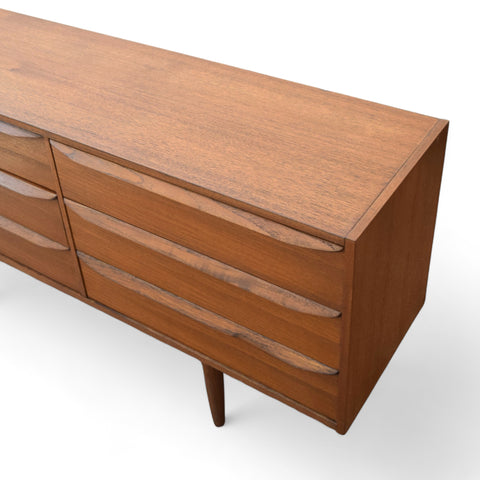 Refinished Danish Teak 9-Drawer Dresser