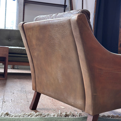 Leather Danish Low-Back Lounge Chair