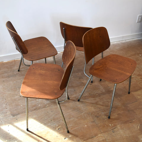 Set of 4 Børge Mogensen Model 155 Dining Chairs w/ Metal Frames