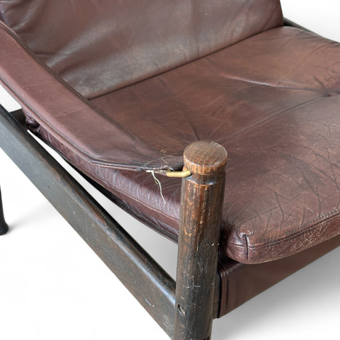 Vintage leather & Oak Safari Chair