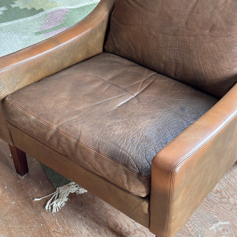 Leather Danish Low-Back Lounge Chair