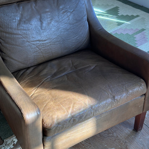 Leather Danish High-Back Lounge Chair