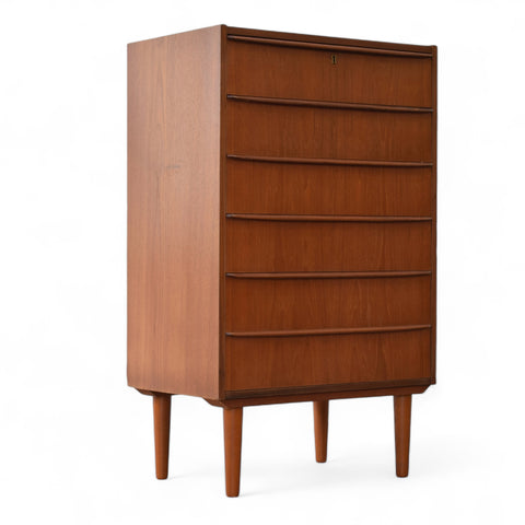 Danish Teak Tallboy Dresser