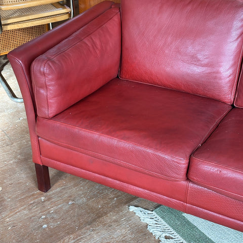 Ox Blood Leather 3-Seater Sofa by Stouby