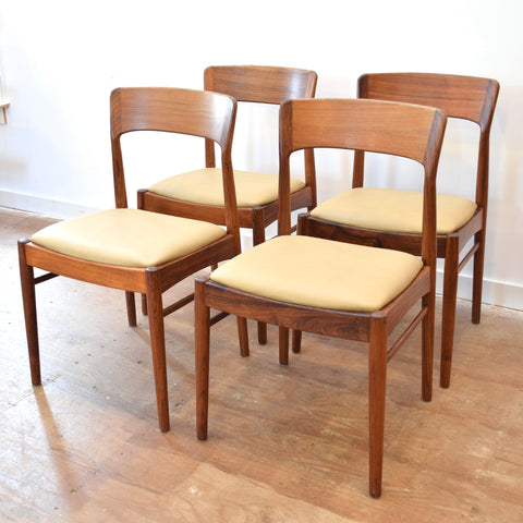 Set of 4 Rosewood & Leather Dining Chairs by Kai Kristiansen