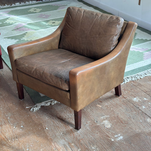 Leather Danish Low-Back Lounge Chair