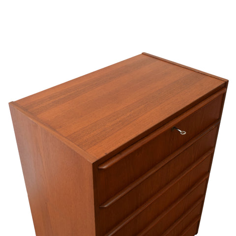 Danish Teak Tallboy Dresser