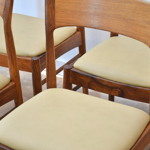 Set of 4 Rosewood & Leather Dining Chairs by Kai Kristiansen