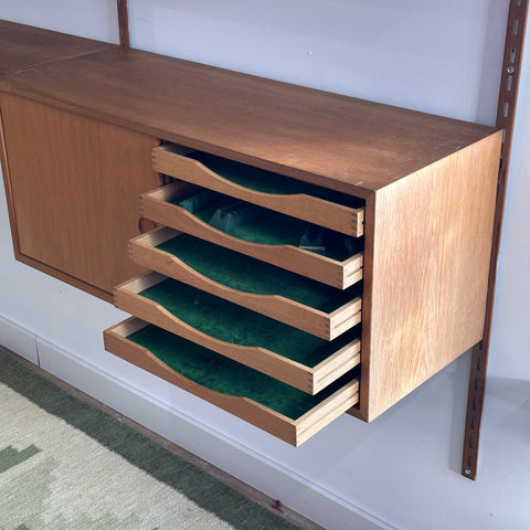 3-Bay Oak Wall Unit by Kai Kristiansen for FM Møbler