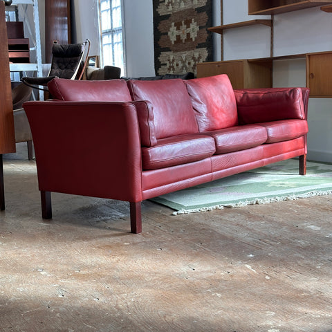 Ox Blood Leather 3-Seater Sofa by Stouby