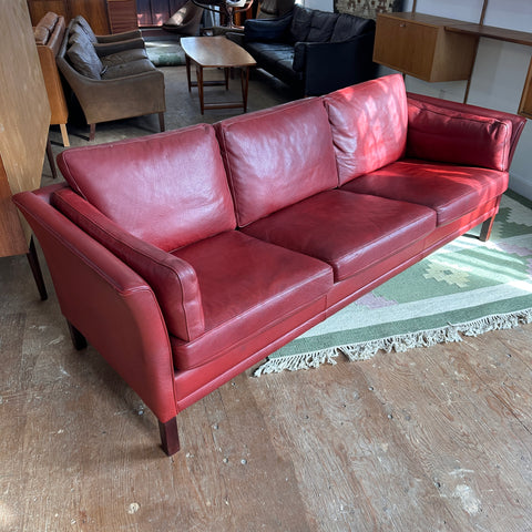 Ox Blood Leather 3-Seater Sofa by Stouby