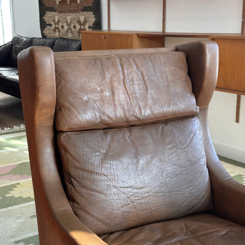 Leather Danish High-Back Lounge Chair