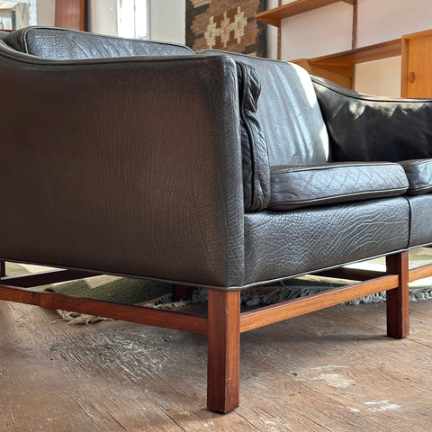 Georg Thams Leather & Rosewood Loveseat