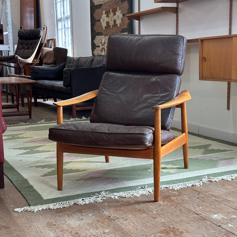 Arne Vodder Teak Recliner w/ Leather Upholstery