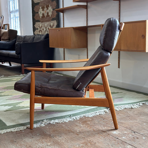 Arne Vodder Teak Recliner w/ Leather Upholstery