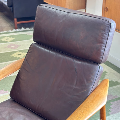 Arne Vodder Teak Recliner w/ Leather Upholstery