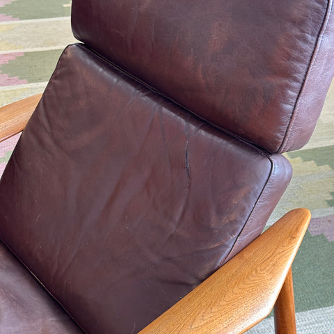 Arne Vodder Teak Recliner w/ Leather Upholstery